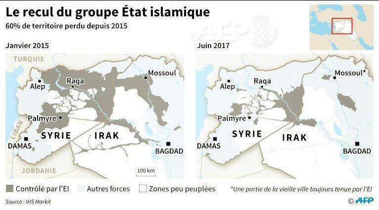 مناطق تحت تسلط داعش در 2017
