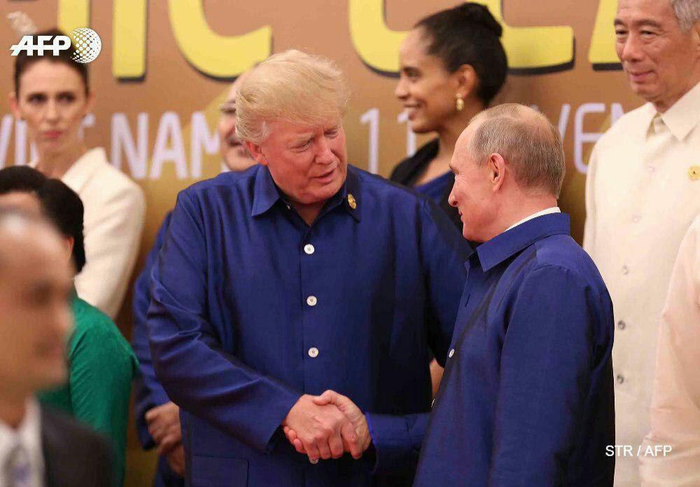خوش‌وبش ترامپ و پوتین/عکس