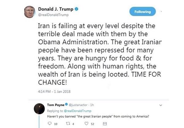 پاسخ بازیگر هالیوود به توهین ترامپ به ایرانیان+عکس