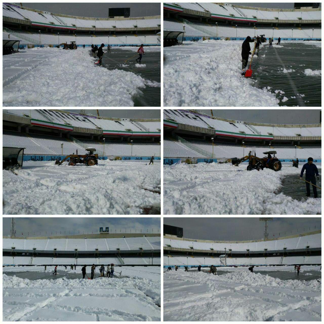 ورزشگاه آزادی در محاصره برف/عکس