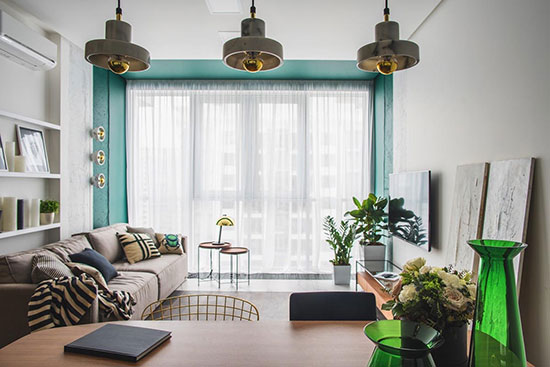 طراحی فضای داخلی با رنگ سبز و طلایی