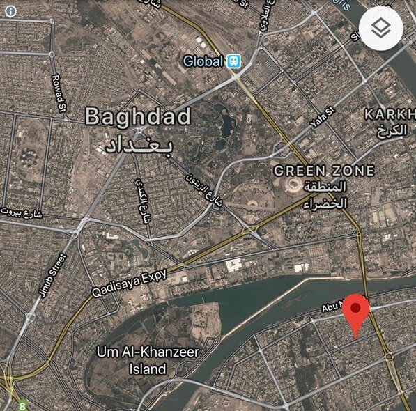 اصابت موشک به نزدیکی سفارت آمریکا در بغداد در پی حمله خمپاره‌ای به پایگاهی هوایی
