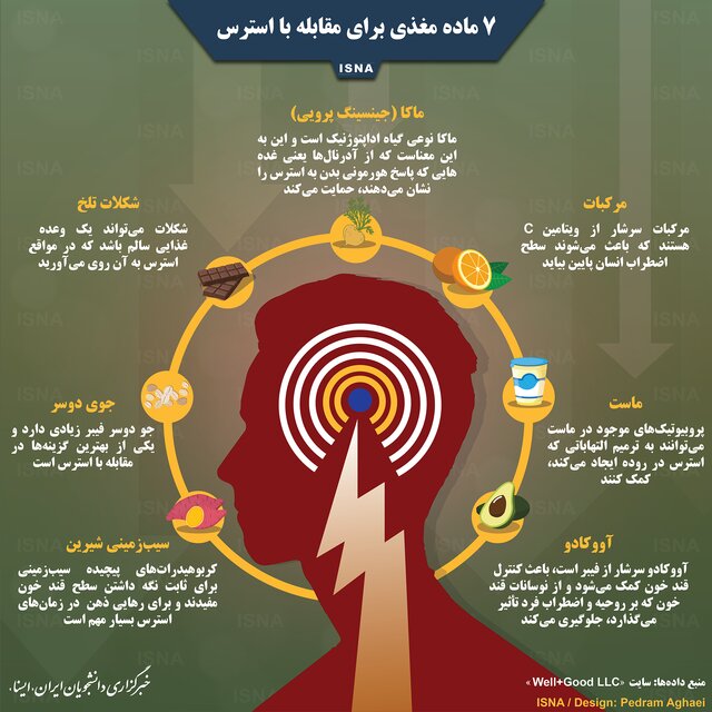 اینفوگرافی / ۷ ماده مغذی برای مقابله با استرس