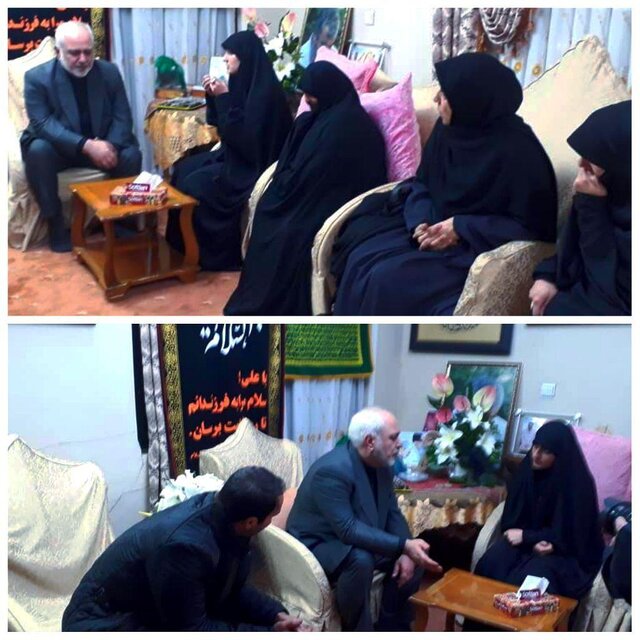 حضور ظریف و همسرش در منزل شهید حاج قاسم سلیمانی