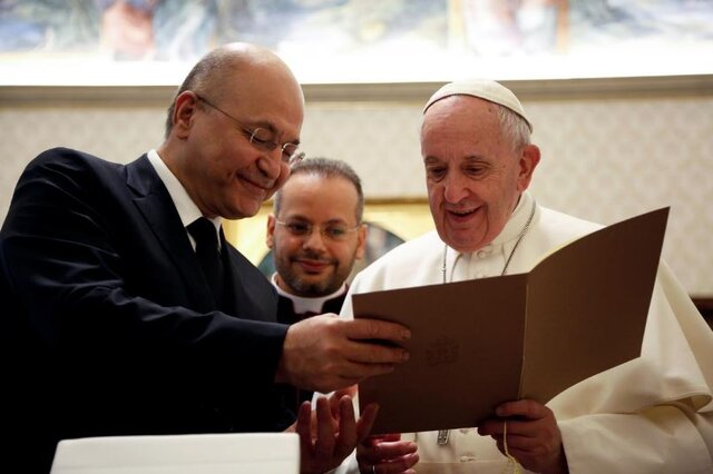 حمایت پاپ فرانسیس از استقلال عراق در دیدار با برهم صالح