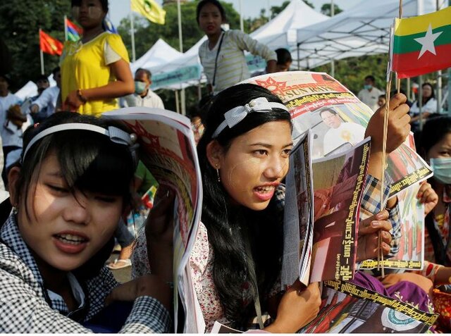ملی‌گرایان میانمار راهپیمایی حمایت از ارتش برگزار کردند