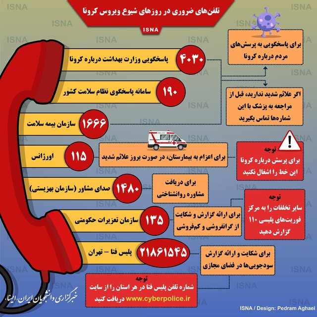 اینفوگرافیک / تلفن‌های ضروری در روزهای شیوع ویروس کرونا