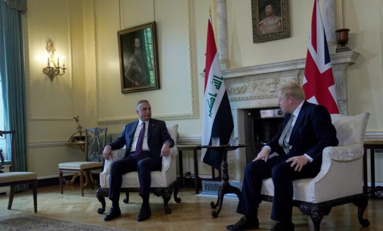 دیدار مصطفی الکاظمی با همتای انگلیسی در لندن دیدار مصطفی الکاظمی با همتای انگلیسی در لندن