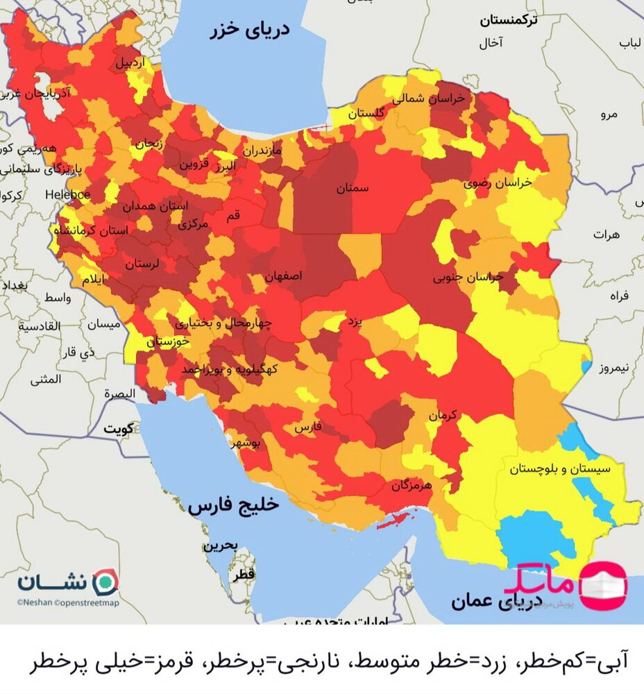 اعلام رنگ‌بندی جدید کرونا در کشور/۱۹۸ شهر در وضعیت قرمز