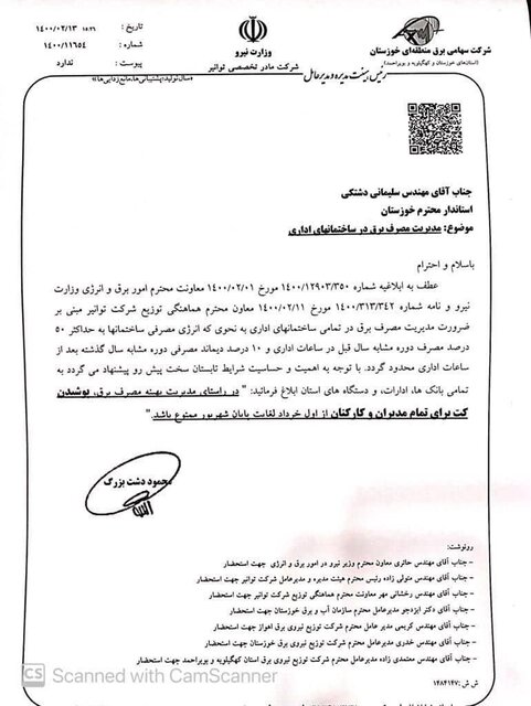 ارتباط “نپوشیدن کت” و مدیریت مصرف برق در خوزستان!