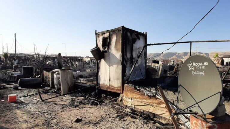 بی‌سرپناه شدن ۹۹۴ تن پس از آتش‌سوزی اردوگاه آوارگان «شاریا» در شمال عراق