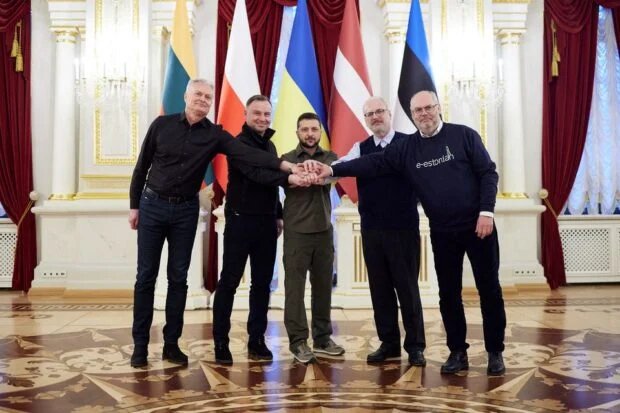 رهبران لهستان و سه کشور بالتیک در کی‌یف، روسیه را محکوم کردند