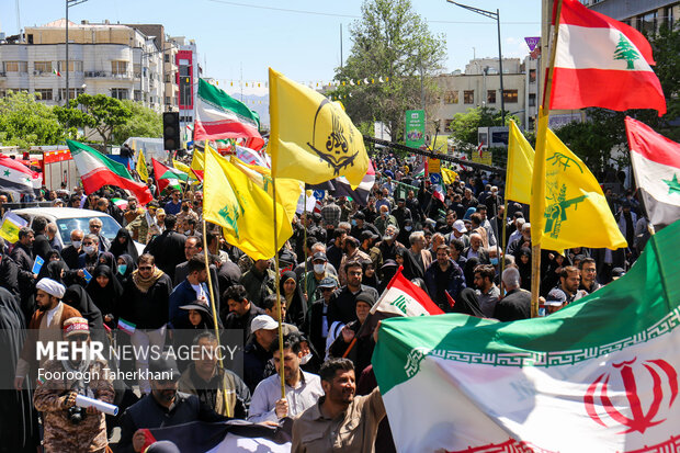 حضور باشکوه روزه‌داران در راهپیمایی روزقدس/فلسطین در آستانه آزادی