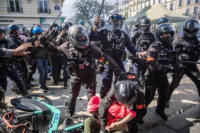 خشونت بی سابقه در تظاهرات روز کارگر در فرانسه